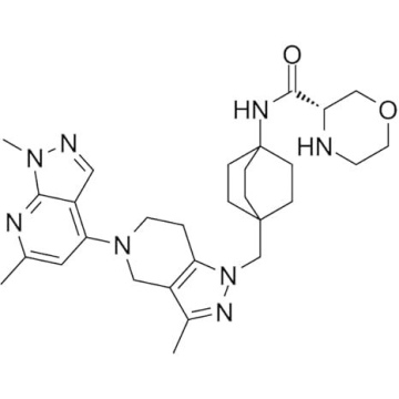 TLR7/8-IN-1 (S)-N-(4-((5-(1,6-Dimethyl-1H-pyrazolo[3,4-b] pyridin-4-yl)-3-Methyl-4,5,6,7-tetrahydro-1H-pyrazolo[4,3-c] pyridin-1-yl) Methyl) bicyclo[2.2.2] octan-1-yl) morpholine-3-carboxamide 1mgTLR7/8-IN-1 (S)-N-(4-((5-(1,6-Dimethyl-1H-pyrazolo[3,4-b] pyridin-4-yl)-3-Methyl-4,5,6,7-tetrahydro-1H-pyrazolo[4,3-c] pyridin-1-yl) Methyl) bicyclo[2.2.2] octan-1-yl) morpholine-3-carboxamide 